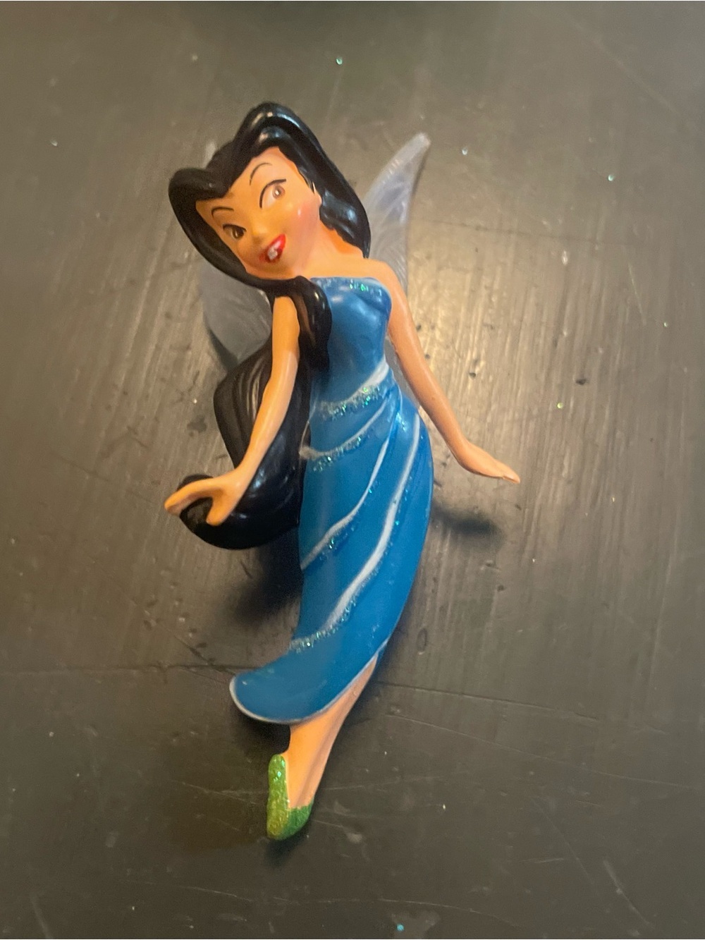 Disney Silvermist Water Fairy Blue Fairy Figurine with Black Hair tinkerbell